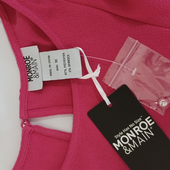 Monroe & Main Plus Size Catalog Pink Ruffle On My Shoulder Top Size 1X NWT - Picture 4 of 5